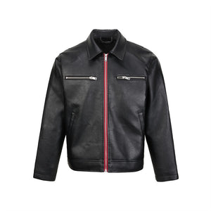 Collar PU leather jacket for men | MuddyStock Originals Black