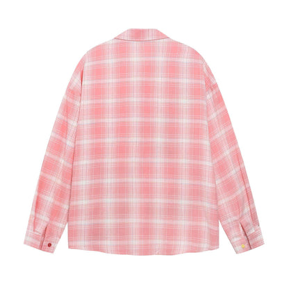 Checkered Turn-Down Collar Long Sleeve Shirt For Women | MuddyStock Originals