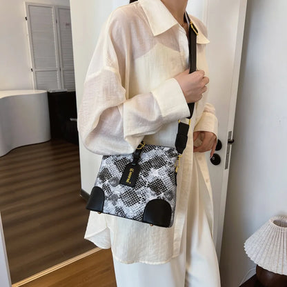 PU Leather Snakeskin Print Crossbody Bag For Women