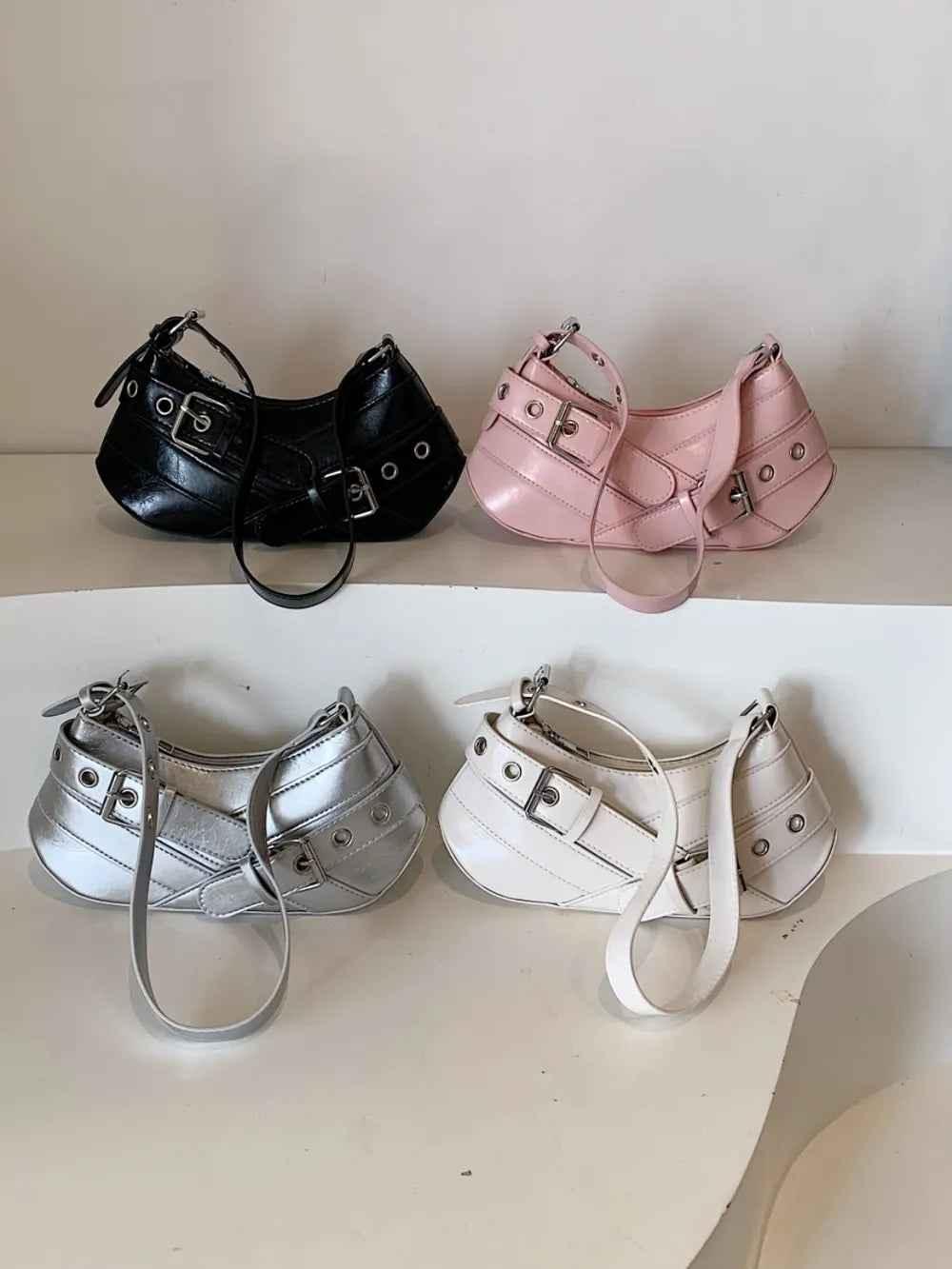PU Leather Buckle Shoulder Bag | MuddyStock Originals