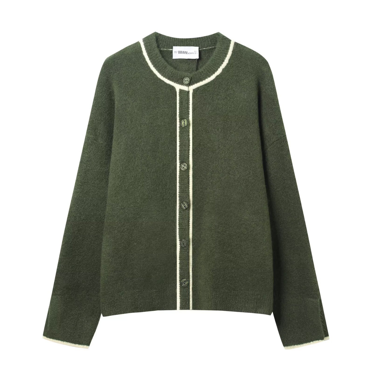 Color blocking trimmed knitted jacket