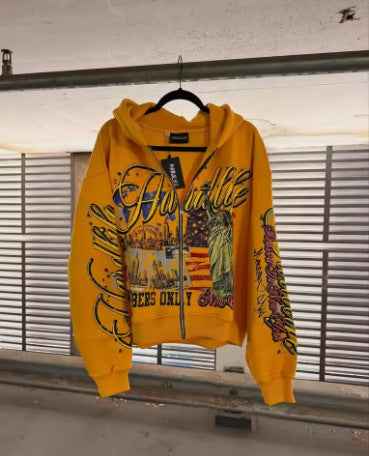 Streetwear American Retro Letter Hoodie For Men And Women | MuddyStock Originals Orange eprolo