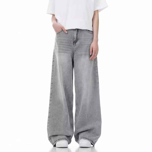 Loose Casual Wide Leg Straight Worn Jeans For Men And Women MuddyStock