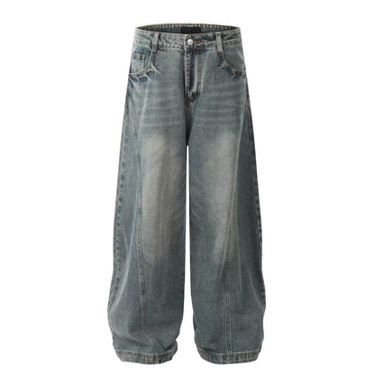 American Retro Washed Distressed Machete Design Jeans For Men And Women MuddyStock