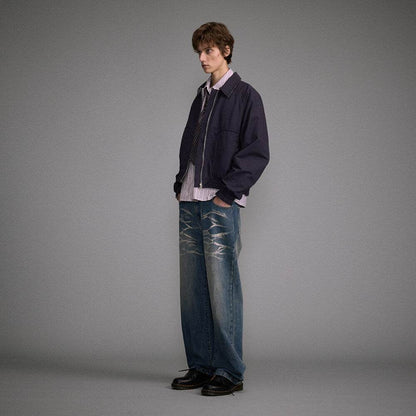 Washed Straight Jeans Men's Casual Long Pants MuddyStock