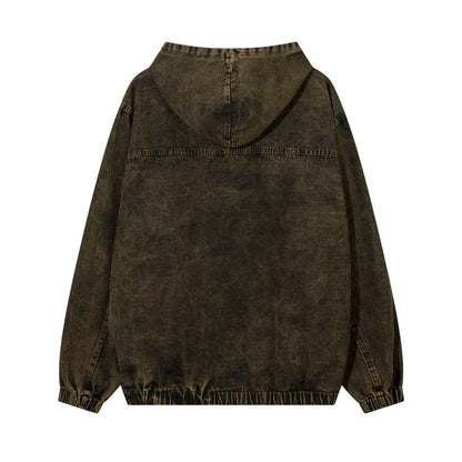 Retro Washed Distressed Hooded Sweater For Men MuddyStock