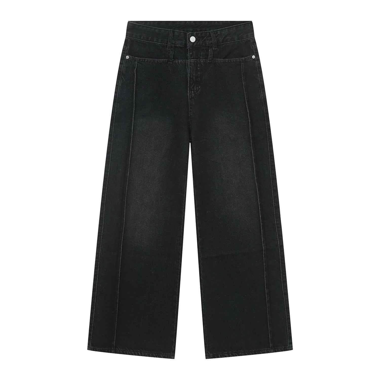 Men's American-style Retro Casual Worn Looking Washed-out Jeans Black MuddyStock