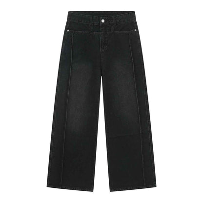 Men's American-style Retro Casual Worn Looking Washed-out Jeans Black MuddyStock