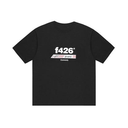 Classic Loose Casual Letter Flag Short Sleeve For Men And Women Black MuddyStock