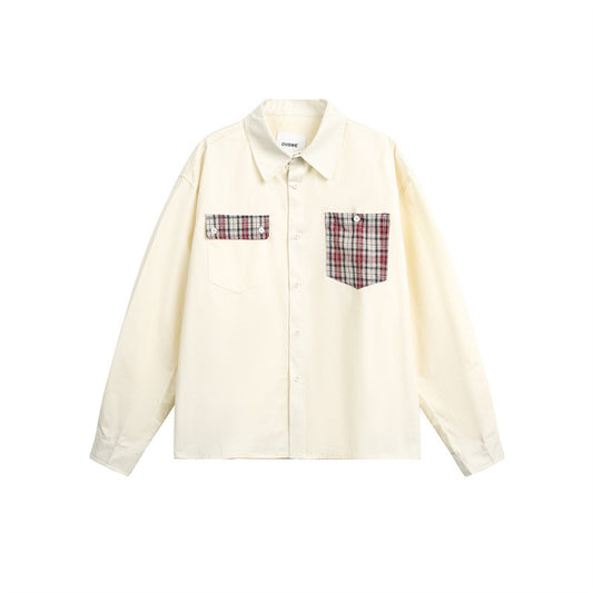 Color-block Pocket Design Long Sleeve Shirt For Men | MuddyStock Originals Apricot eprolo