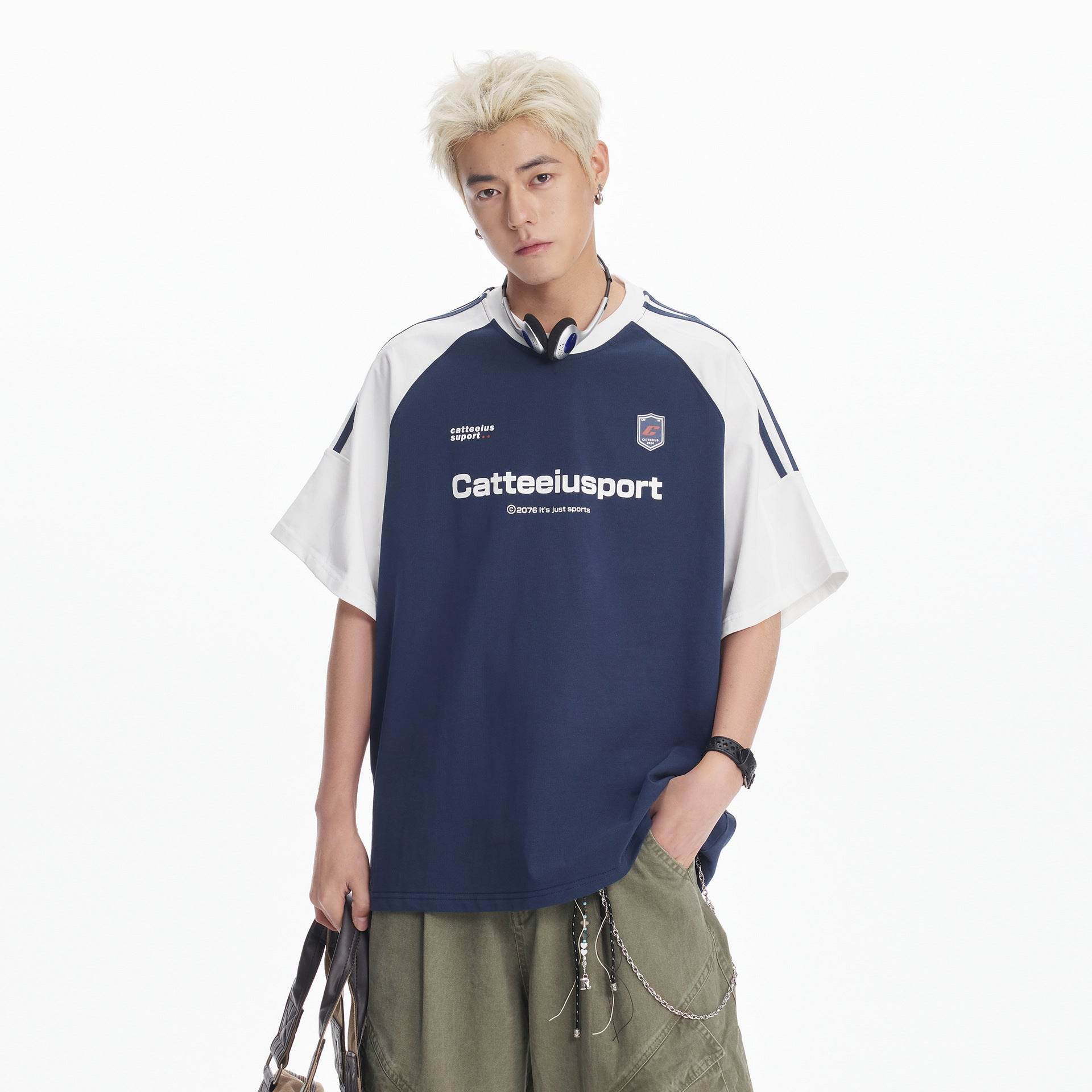 Heavy Cotton Short-sleeved Men's T-shirt Letter Printed Round Neck All-matching MuddyStock