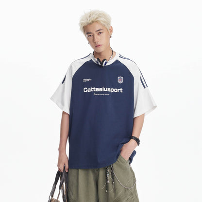 Heavy Cotton Short-sleeved Men's T-shirt Letter Printed Round Neck All-matching MuddyStock