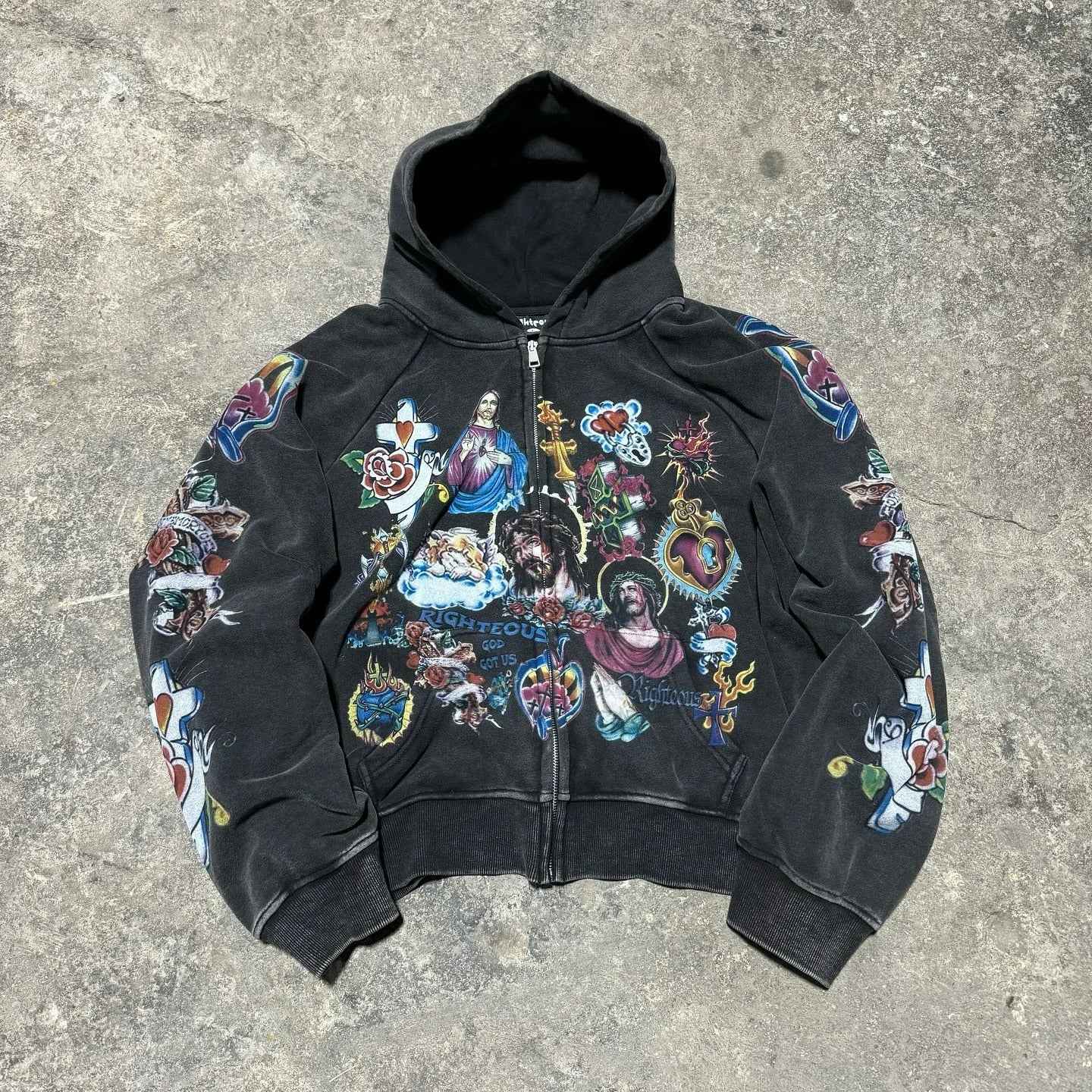 American-style Retro Gothic Hoodie | MuddyStock Originals Black eprolo