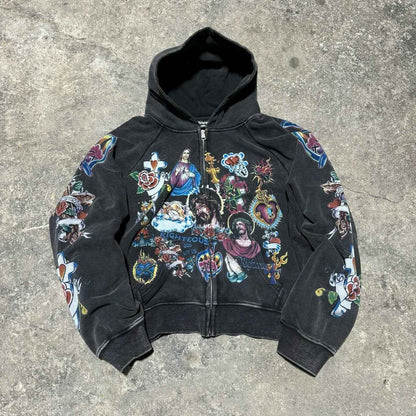 American-style Retro Gothic Hoodie | MuddyStock Originals Black eprolo