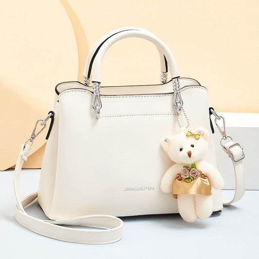 Handbag Shoulder Large Capacity Soft Leather Bear Pendant Women's Bag MuddyStock