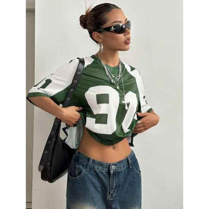 Sports Style Printed Contrast Color Mesh Short-sleeved T-shirt Jersey SVLTX TGBH3 MuddyStock