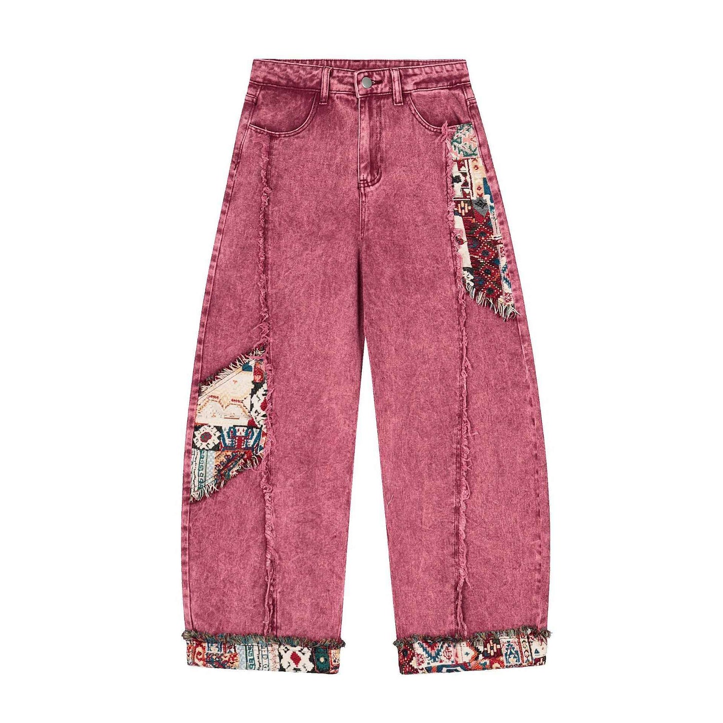 Retro Distressed Stitching Embroidered Jeans For Women | MuddyStock Originals Pink MuddyStock