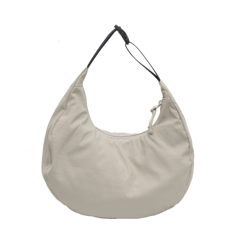 Lightweight Dumpling Bag Women's Solid Color Nylon Cloth Beige