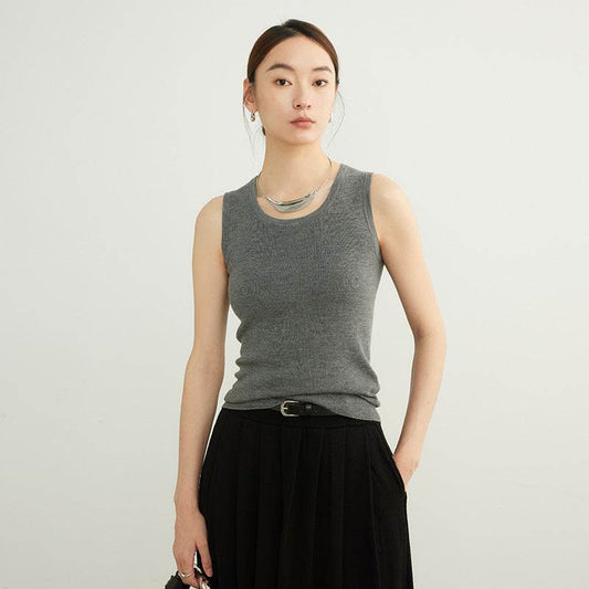 New Seamless Inner Low Collar Sleeveless Knitwear MuddyStock