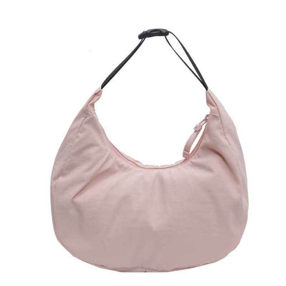 Lightweight Dumpling Bag Women's Solid Color Nylon Cloth Light Pink MuddyStock