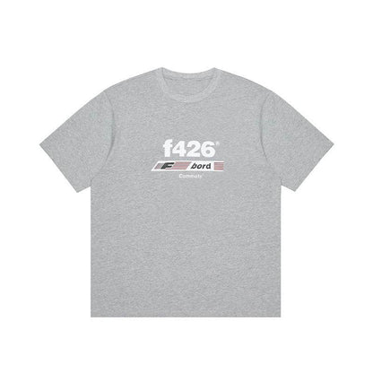 Classic Loose Casual Letter Flag Short Sleeve For Men And Women Light Gray MuddyStock