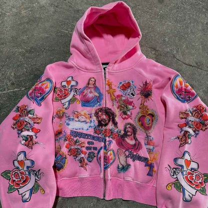 American-style Retro Gothic Hoodie | MuddyStock Originals Pink eprolo