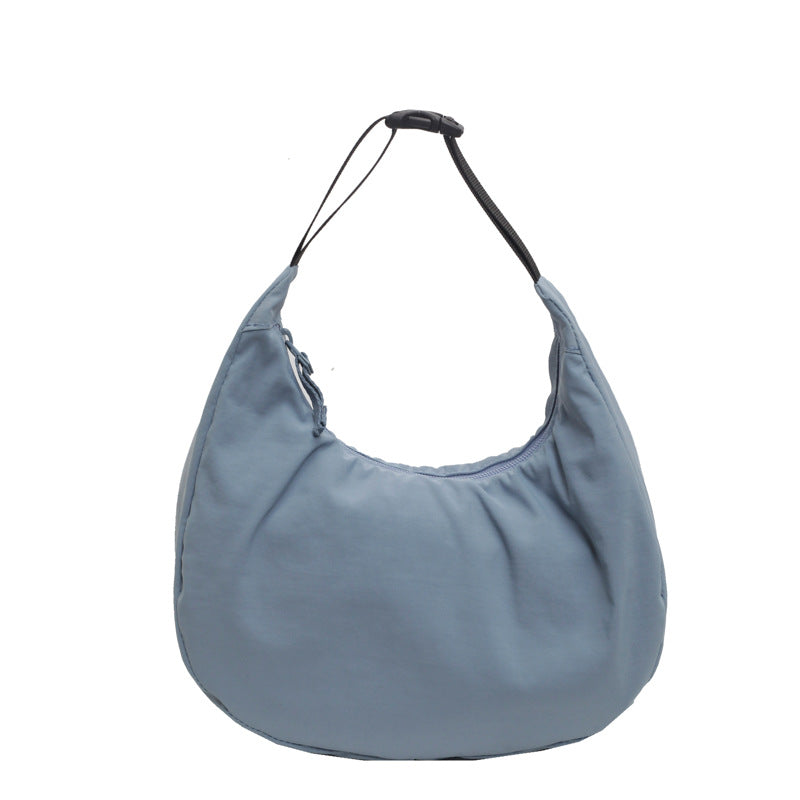 Lightweight Dumpling Bag Women's Solid Color Nylon Cloth Light Blue