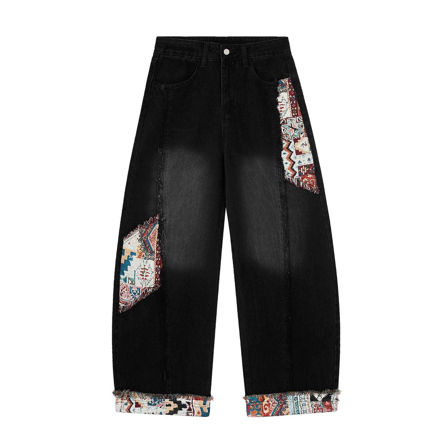 Retro Distressed Stitching Embroidered Jeans For Women | MuddyStock Originals Black MuddyStock