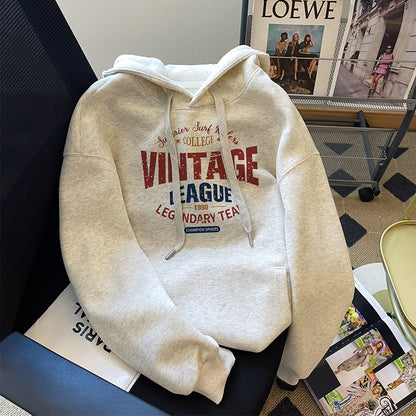 American Retro Hoodie For Men And Women | MuddyStock Originals Velvet light gray 235 hooded sweatshirt eprolo