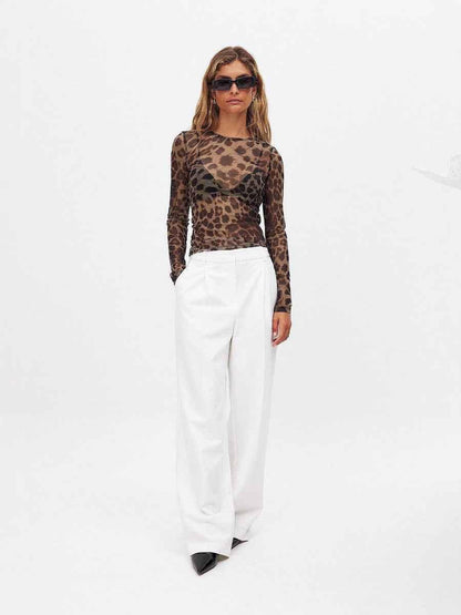 European and American Leopard Mesh Printed Top For Women | MuddyStock Originals MuddyStock