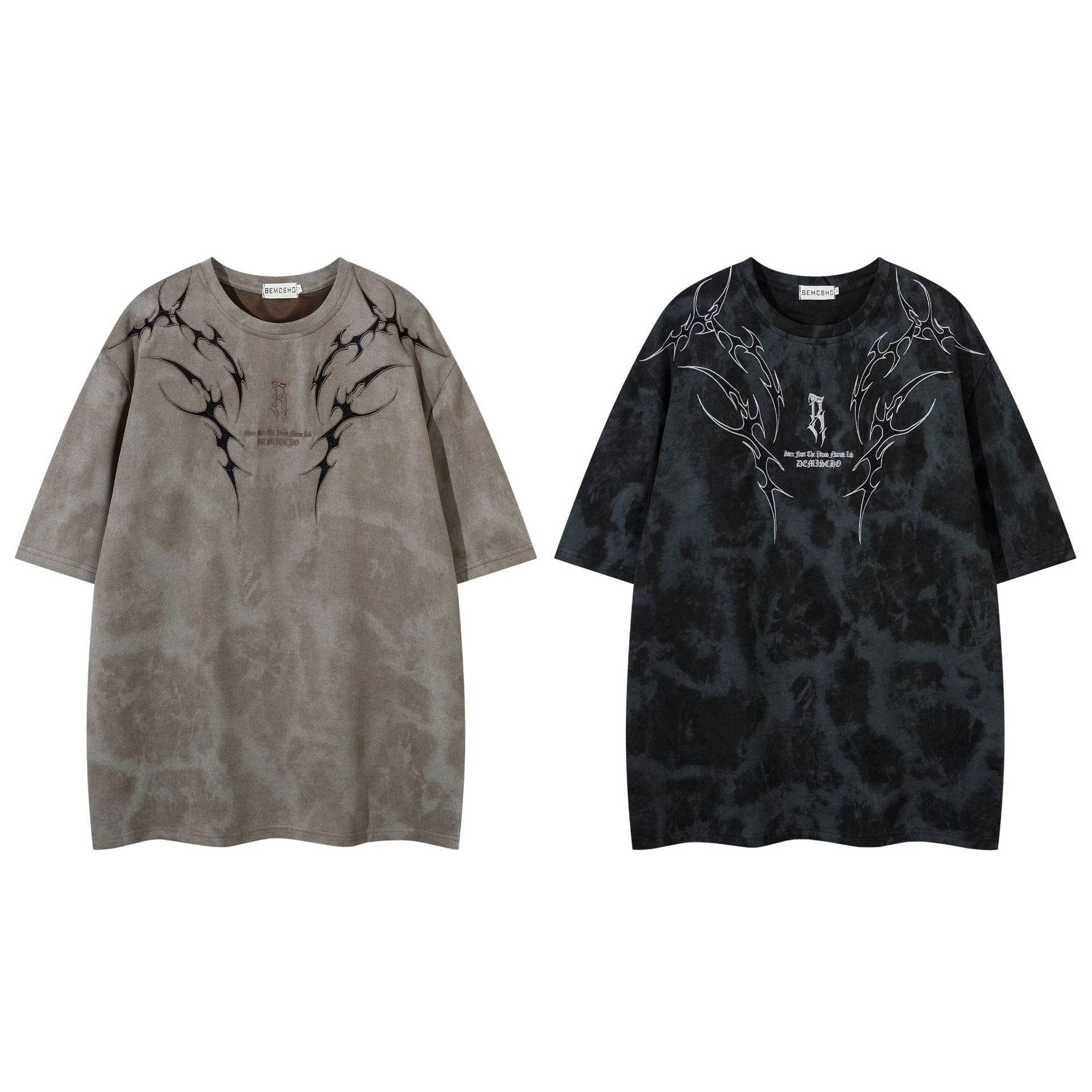 Summer American Retro Thorn Embroidered Short-sleeved T-shirt Men MuddyStock