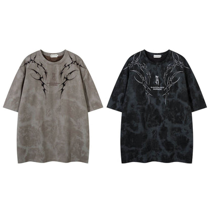 Summer American Retro Thorn Embroidered Short-sleeved T-shirt Men MuddyStock