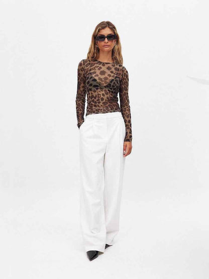European and American Leopard Mesh Printed Top For Women | MuddyStock Originals MuddyStock