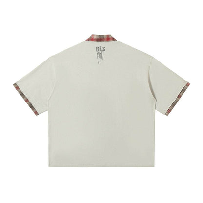 Lapel Graffiti Printing Loose Short-sleeved T-shirt For Men MuddyStock
