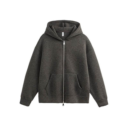 Air Layer Hooded Cardigan Sweater Same Style Dark Heather Gray MuddyStock