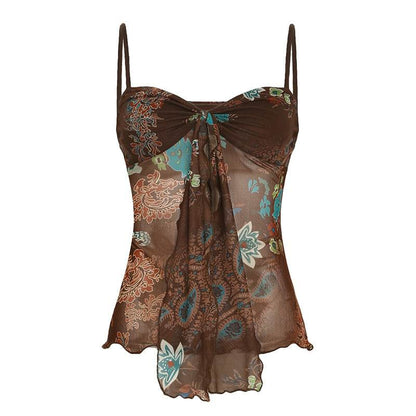 Retro V-neck Small Sling For Women Color MuddyStock