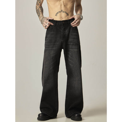 American Retro Black Loose Straight Jeans Black MuddyStock