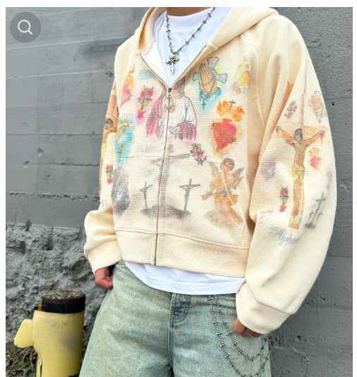 American-style Retro Gothic Hoodie | MuddyStock Originals Light yellow eprolo