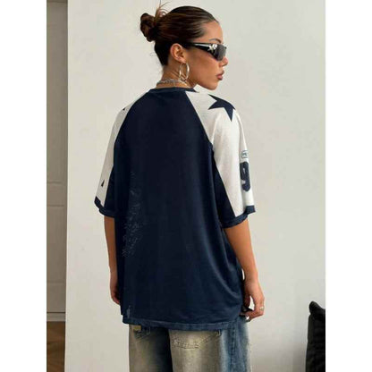 Sports Style Printed Contrast Color Mesh Short-sleeved T-shirt Jersey MuddyStock