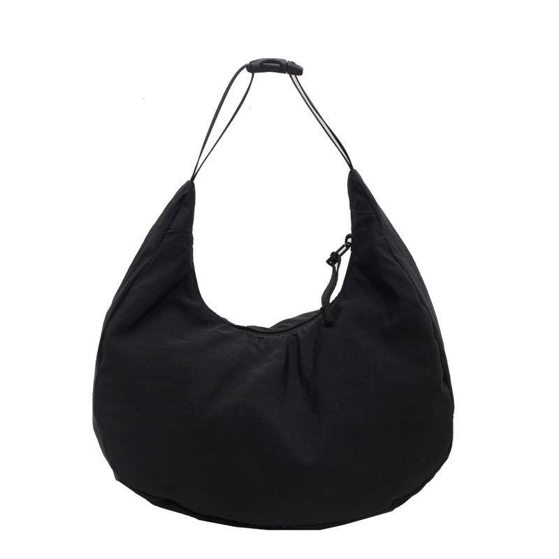 Lightweight Dumpling Bag Women's Solid Color Nylon Cloth Black