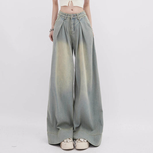 American Retro Worn Jeans Women's High Street Loose MuddyStock