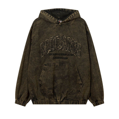 Retro Washed Distressed Hooded Sweater For Men MuddyStock