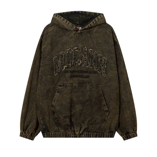 Retro Washed Distressed Hooded Sweater For Men MuddyStock