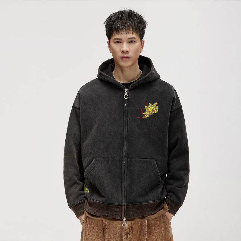 Autumn And Winter Fleece-lined Vintage Chinese Style Embroidered Hoodie MuddyStock