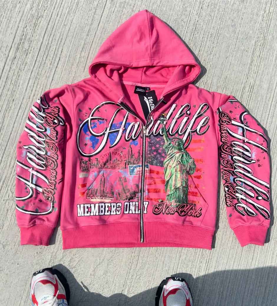 Streetwear American Retro Letter Hoodie For Men And Women | MuddyStock Originals Rose red eprolo