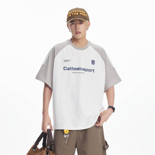 Heavy Cotton Short-sleeved Men's T-shirt Letter Printed Round Neck All-matching MuddyStock