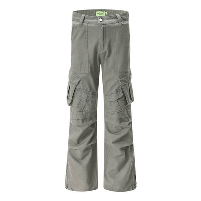 Multi-pocket Cargo Pants Men And Women Gray MuddyStock