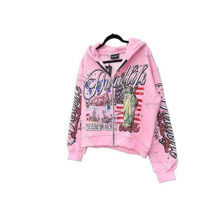 Streetwear American Retro Letter Hoodie For Men And Women | MuddyStock Originals Pink eprolo