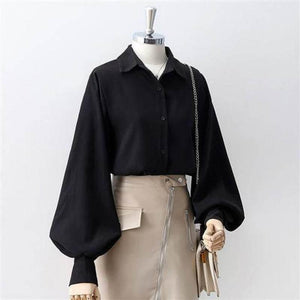 Black Lantern Sleeve Vintage Shirt Black