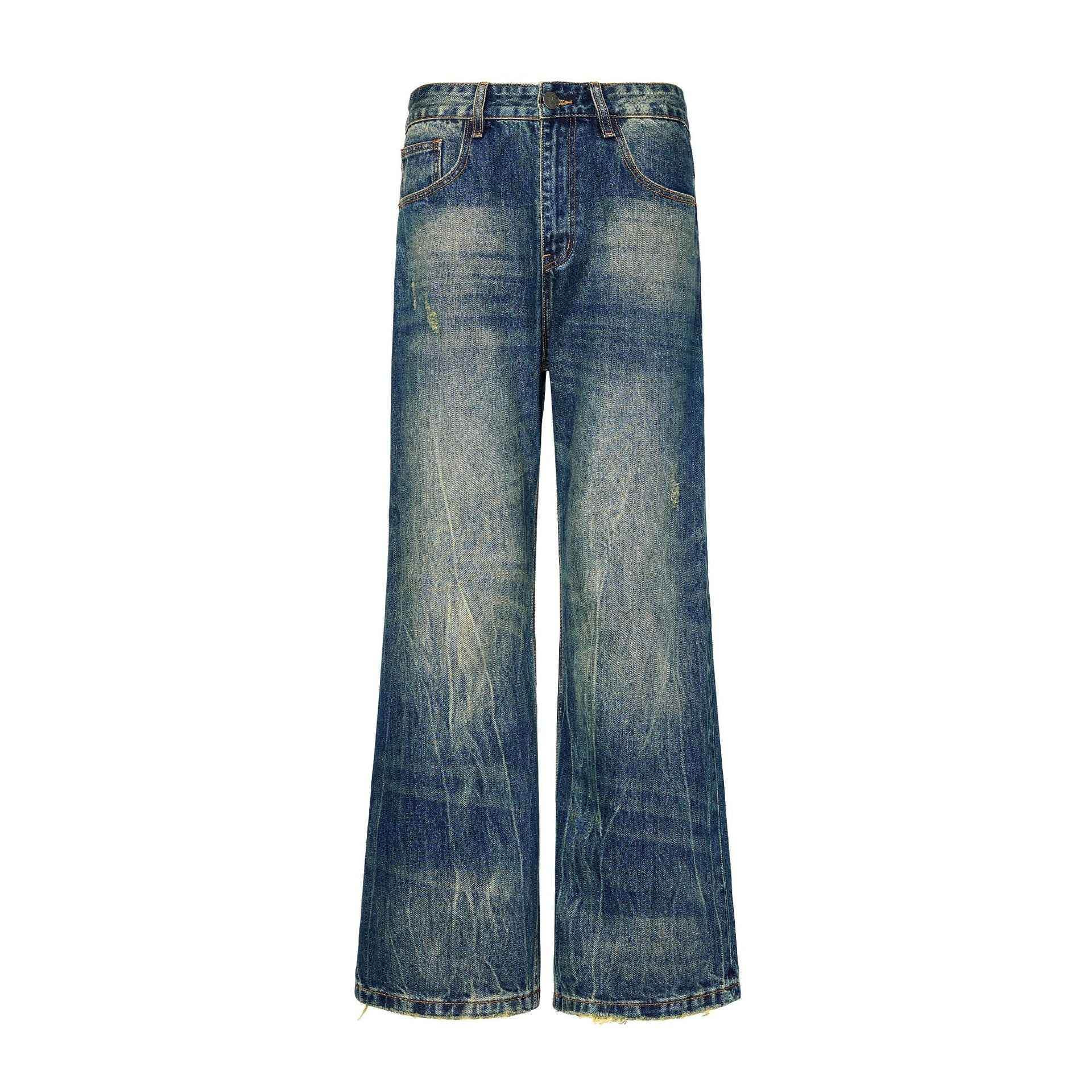 Street Scrape Water Pattern Simple Loose Micro-flared Jeans For Men MuddyStock
